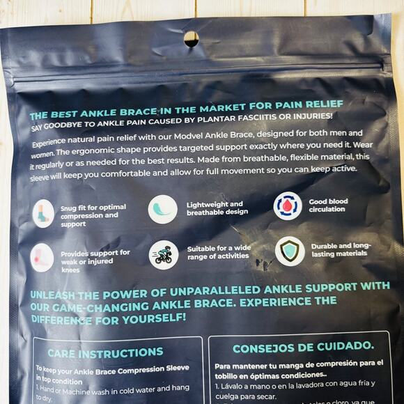 Modvel Ankle Brace Sleeve Sprained Ankle S Black New Pair in Packaging. - Picture 2 of 7